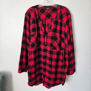 Torrid Harper Softest Flannel Tunic Buffalo Plaid Long Sleeves Sz 4X NWOT